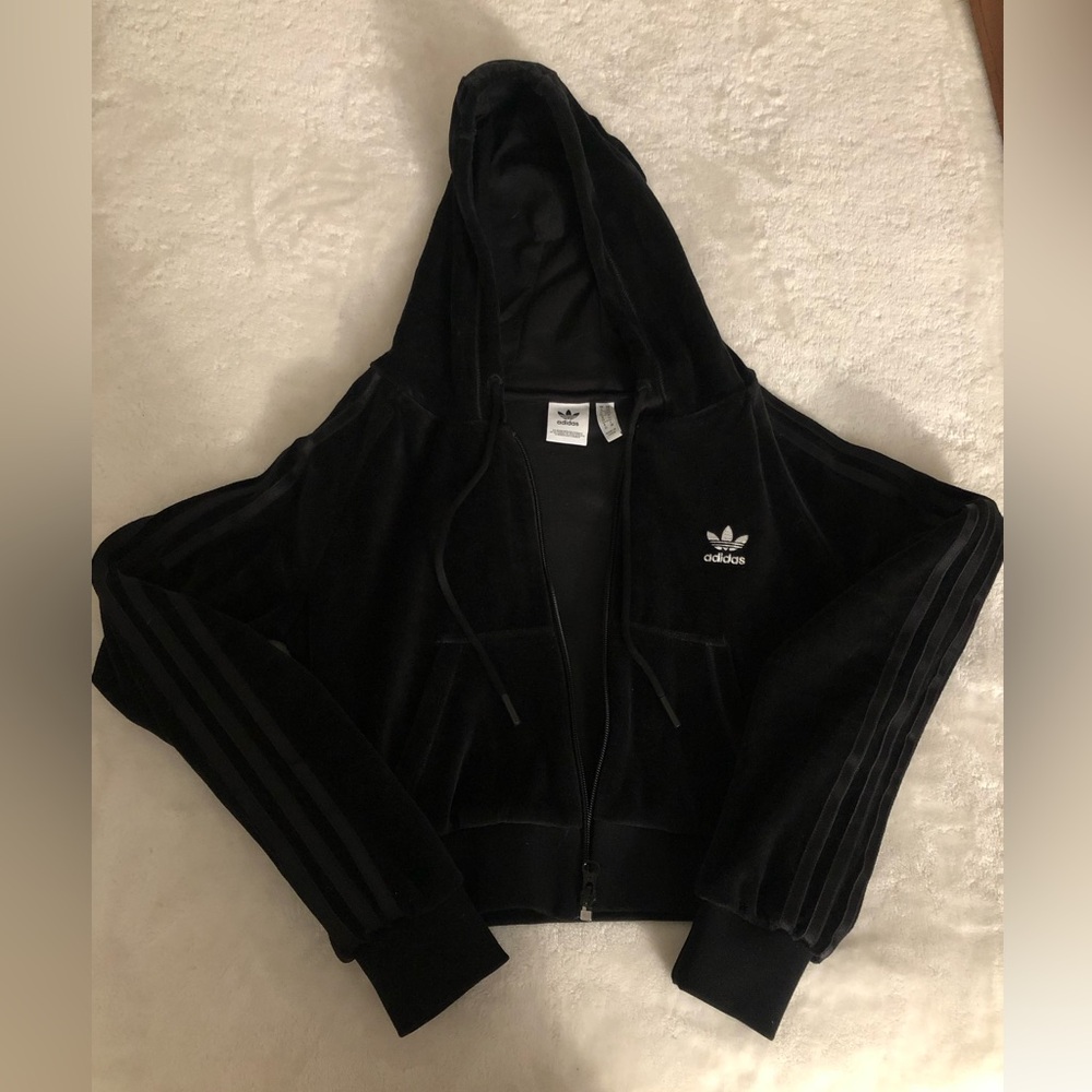 Adidas Velour Cropped Zip Up